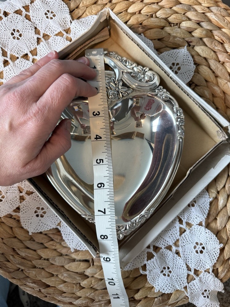 Vintage Fleur Bon Bon Server Heart Dish Silverplate Japan With Original Box