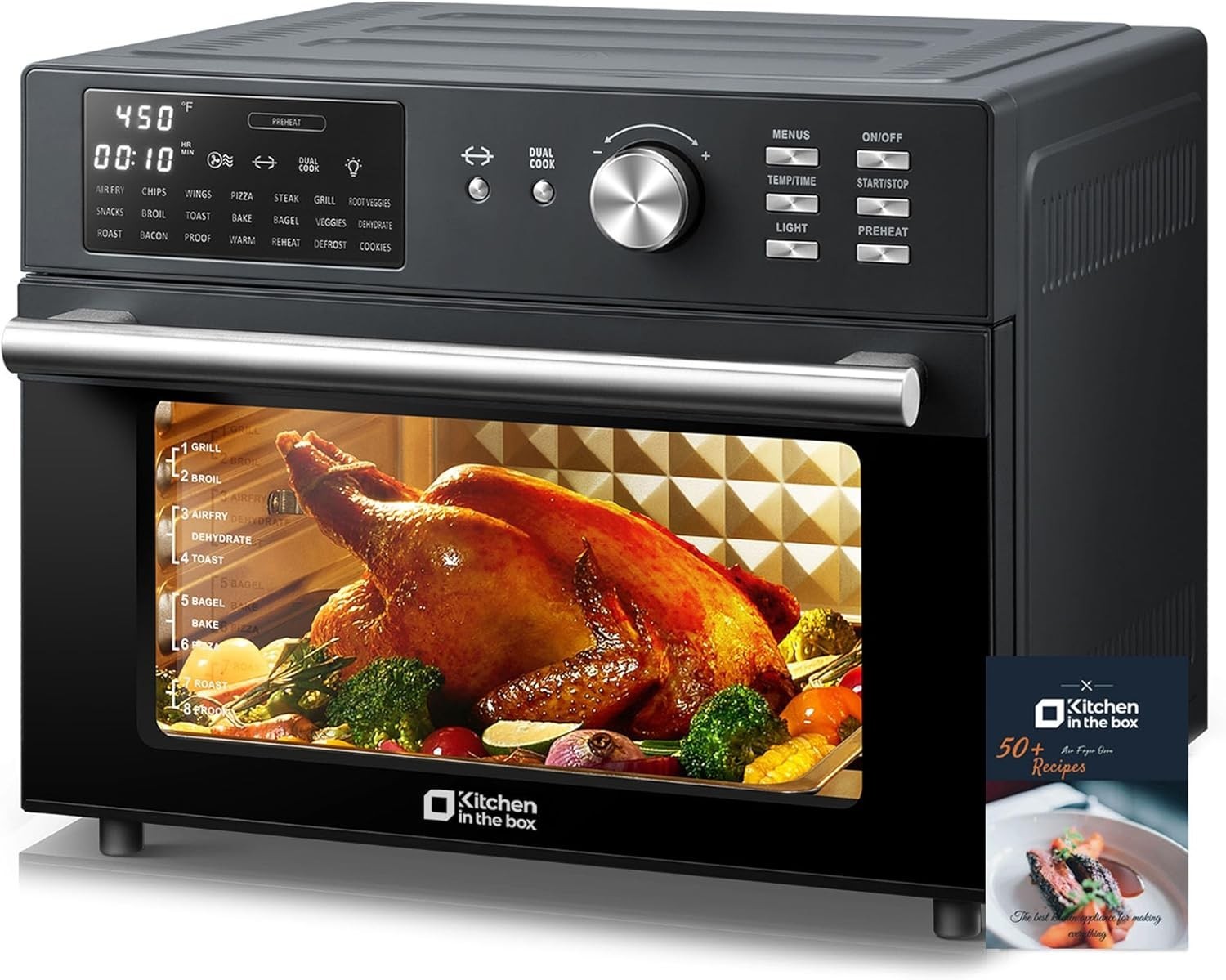 Kitchen in the box 32QT Extra Large Air Fryer Toaster Oven Combo 1800W 21-in-1