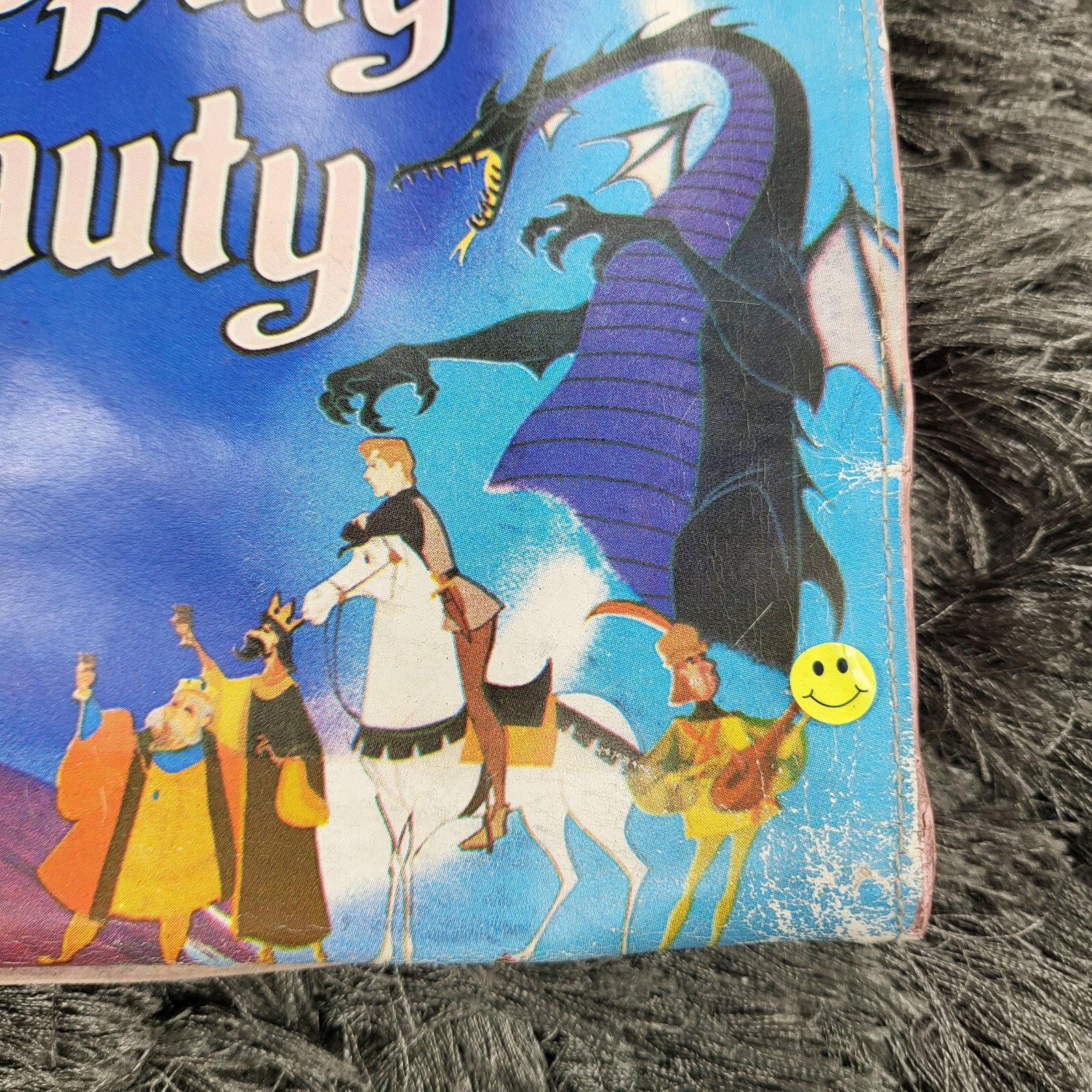 Vintage Walt Disney Sleeping Beauty Vinyl Tote Bag Blue Double Handle 9x12 Flaw