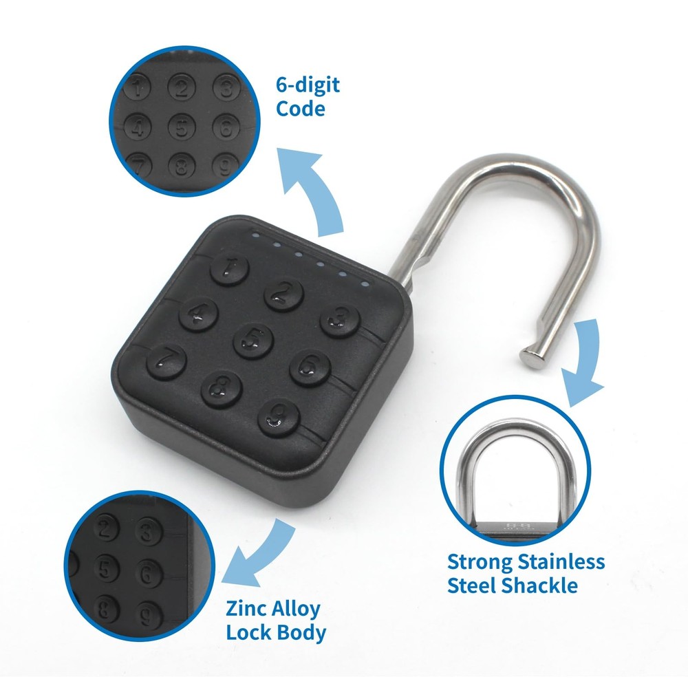 6 Digit Combination Lock for Locker, Smart Padlock, Gym Locker Lock with Code...