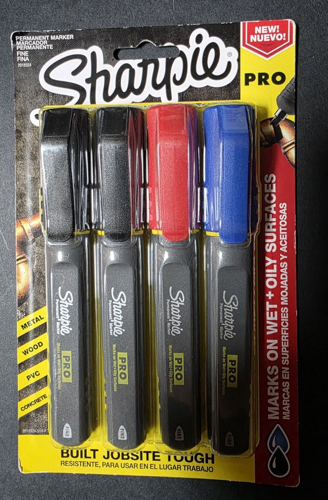 SHARPIE Pro Permanent Fine Point Markers, Assorted Colors, 4-Pack Marks on wet