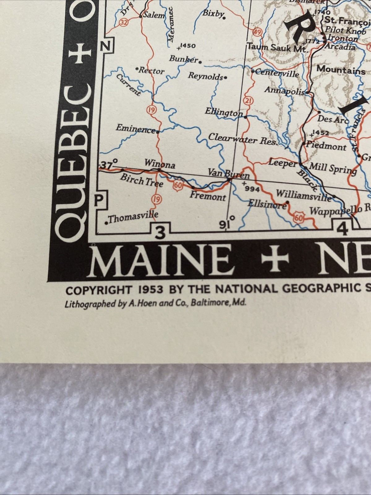 Great Lakes Region USA & Canada - National Geographic Map December 1953 42x28”