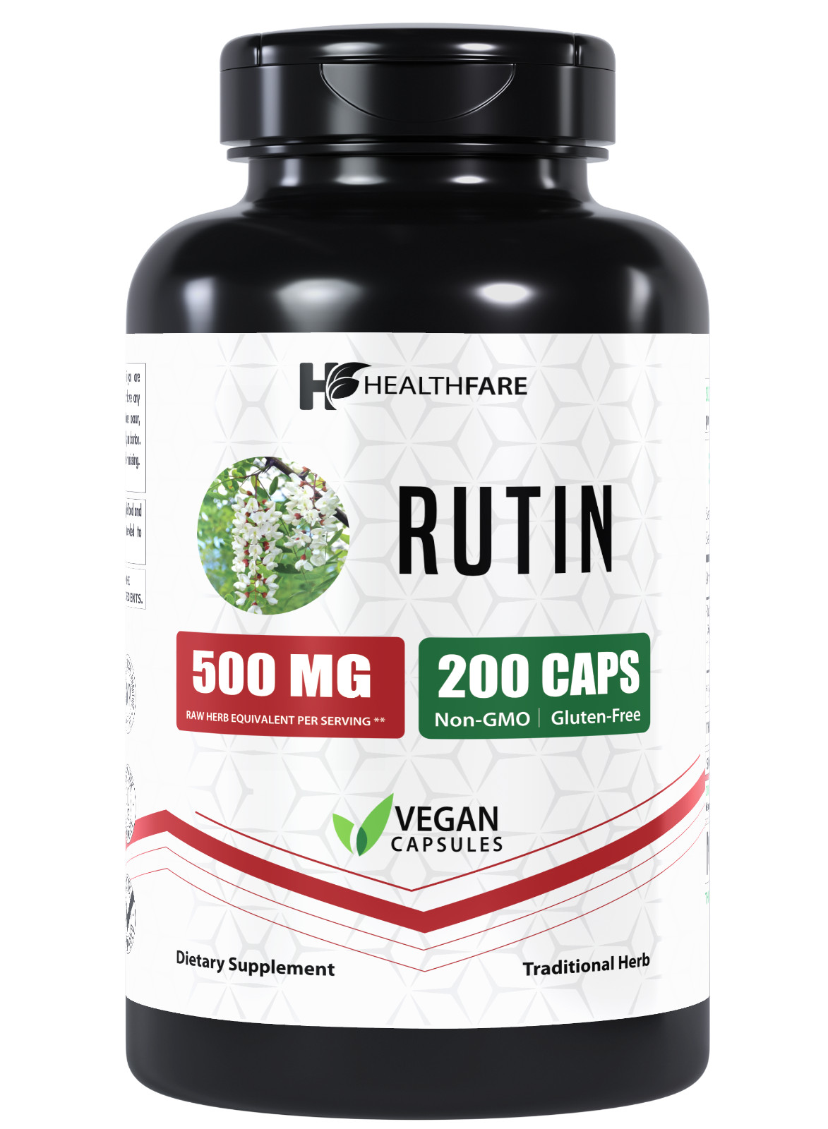 HealthFare Rutin 500mg Rutoside Bioflavonoid 200 Caps Vascular Health USA Made