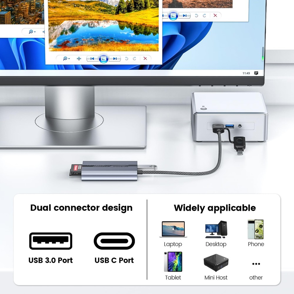 CF Express Type B & SD 4.0 Dual-Slot Card Reader USB A/C to Type B CF Express...
