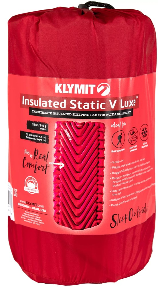 Klymit Static V Luxe Insulated Sleeping Pad 30" Wide