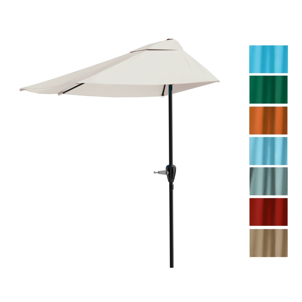 9ft Half Umbrella for Balcony, Porch, or Deck, Tan
