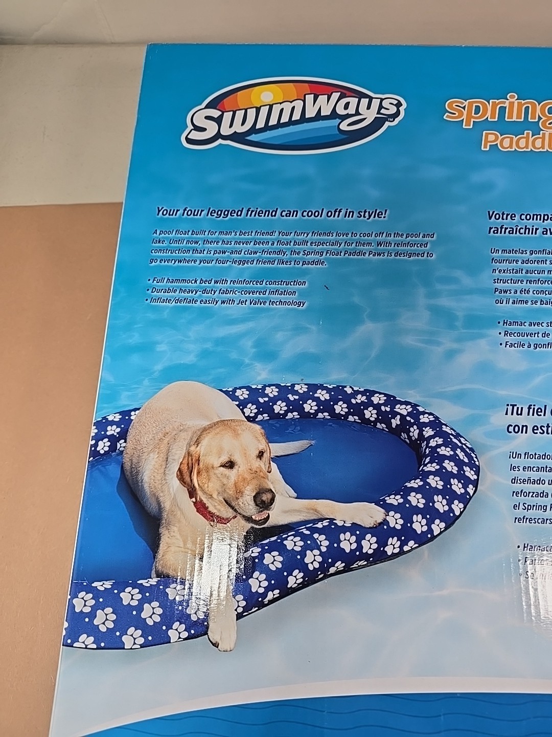 SwimWays Paddle Paws Spring Float Dog Raft, Large (65 lbs. and Up), Blue