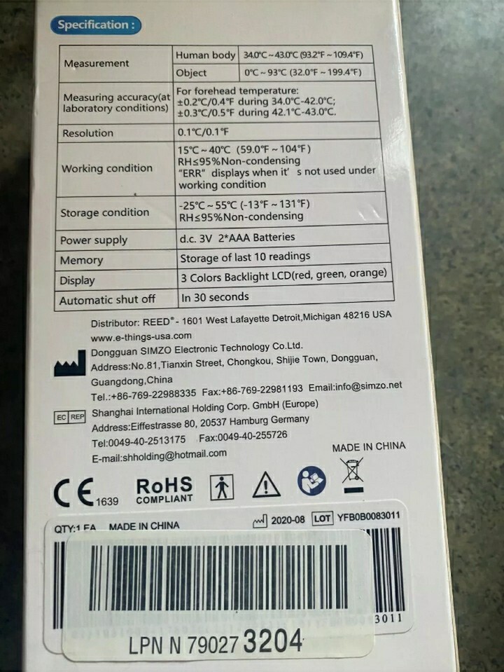NEW Non Contact Forehead Thermometer. EZthings