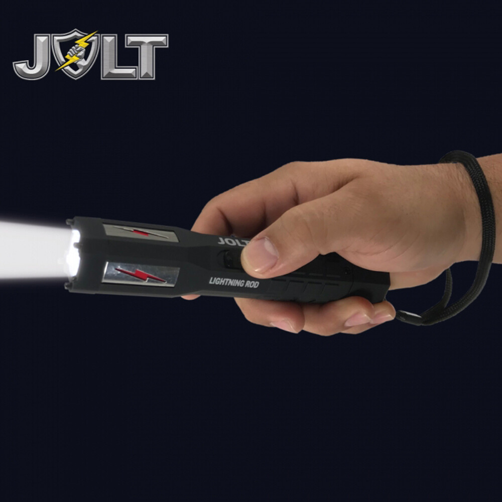 Jolt Lightning Rod 90,000,000 Volt Stun Gun Flashlight w/ Grab Guard Stun Strips