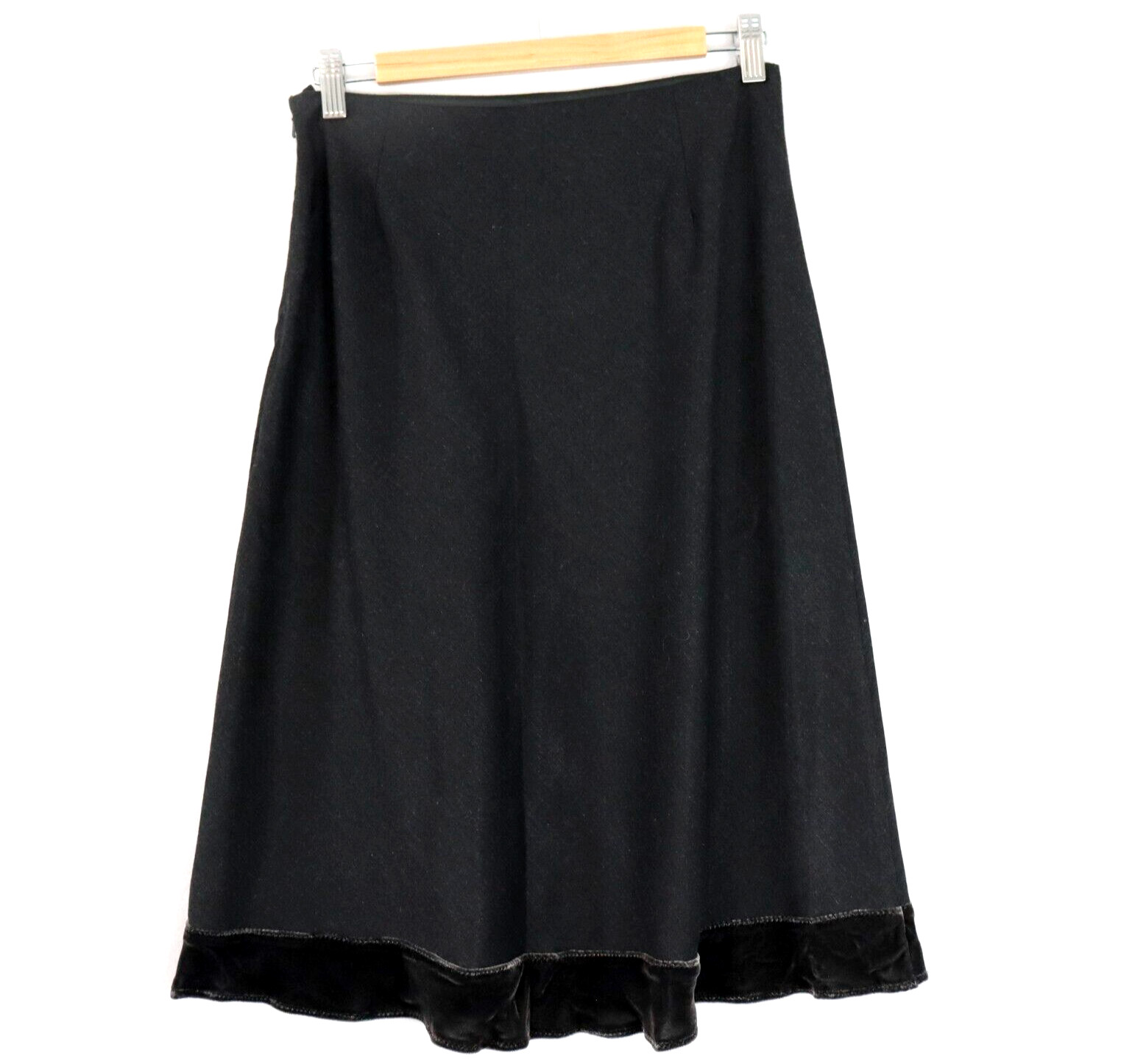 Sussan Womens Vintage Y2K Skirt Size 8 Charcoal A Line Silk Velvet Trim NWT NEW