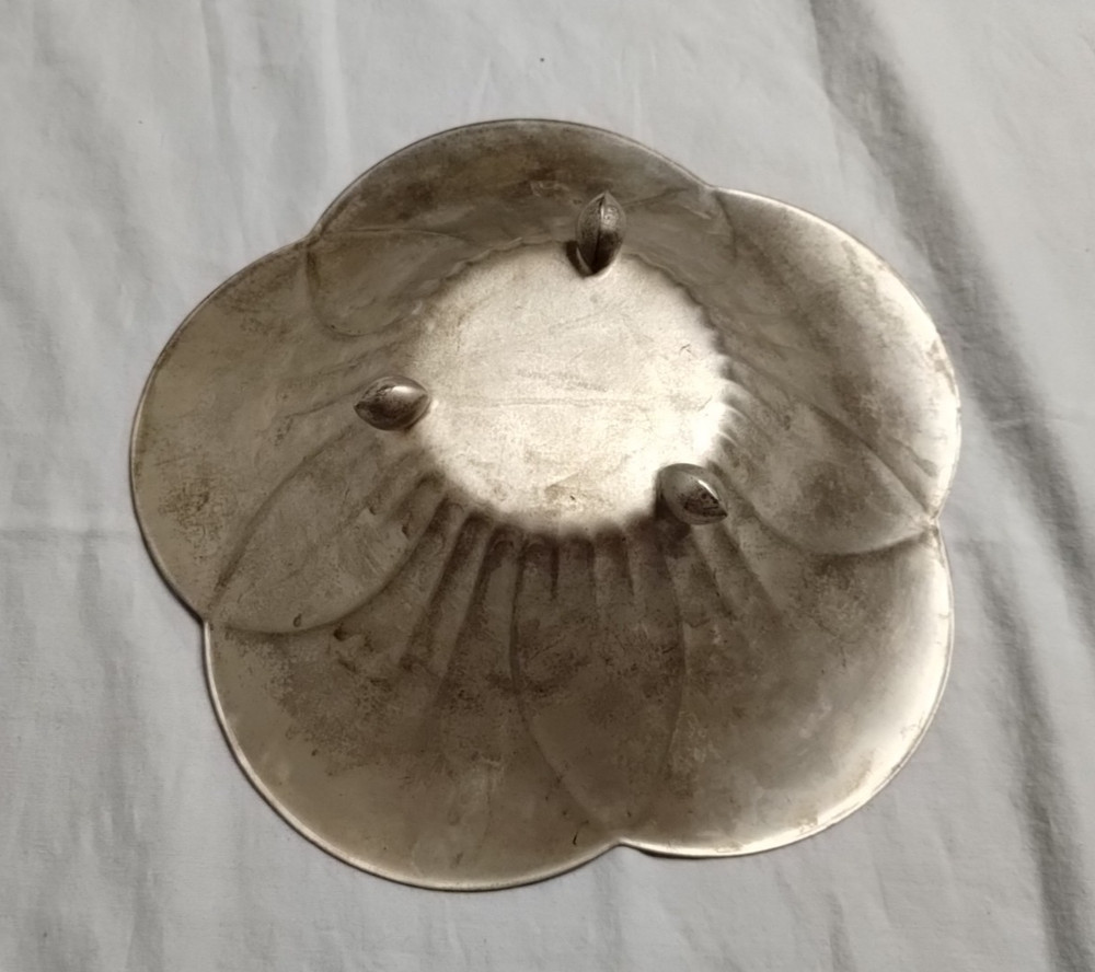 Silver Plated Dish 5 Petal Bowl Pearlized by Jubilee Vintage Silverware