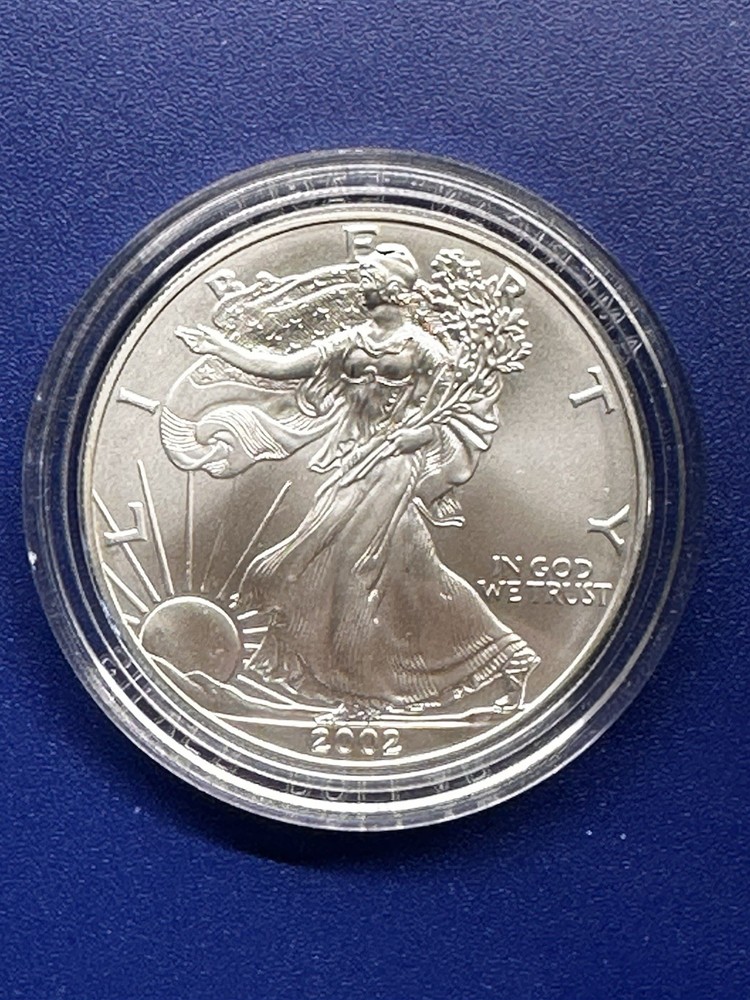 2002 Silver American Eagle BU Uncirculated - In Capsule. W/ COA