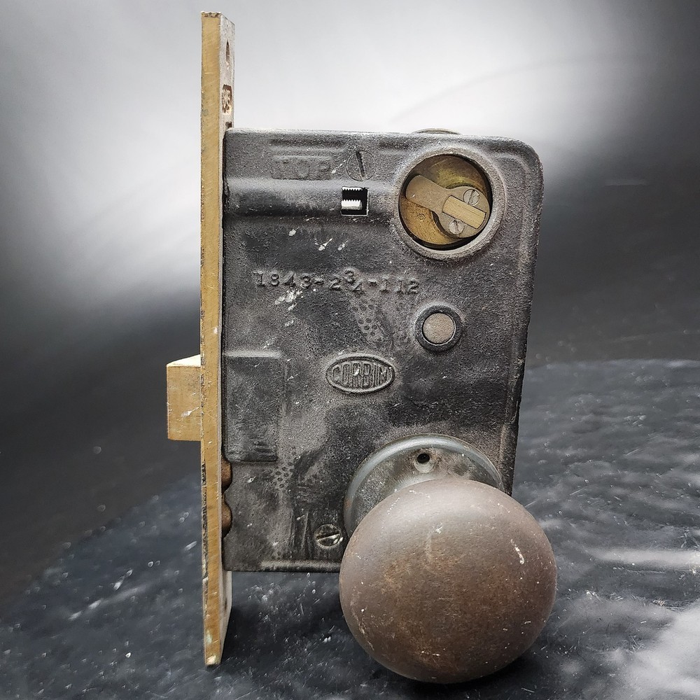 Heavy Duty Brass Corbin #1843 Mortise Lock with Knobs No Key 🔑🚪