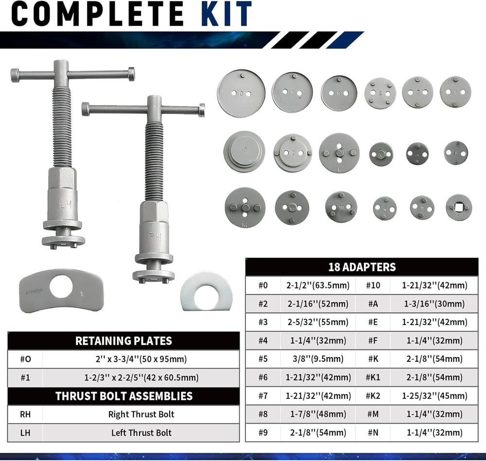 New Brake Spreading Tool Caliper Compressor Kit Heavy Duty Compression 24 PCS