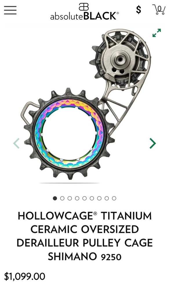 absoluteBLACK TITANIUM -Ceramic Oversized Derailleur Pulley Cage. " Rare "