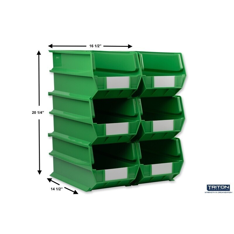 Interlocking Stacking Polypropylene Storage Bins Garage Shop Organization 6 Pack