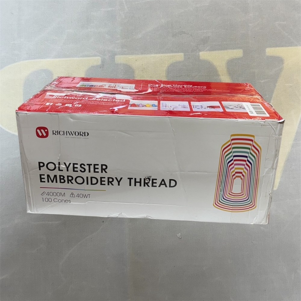 Rich Word Polyester Embroidery Thread - 4000M, 40WT, 100 Cones