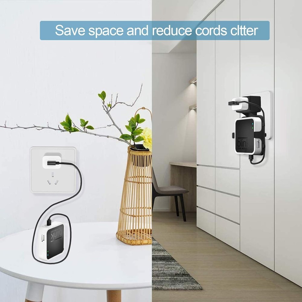 Secure Outlet Mount for Blink Sync Module 2 - Custom Cable & Damage-Free Design