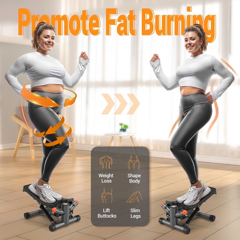 Adjustable Mini Stair Stepper with Resistance Bands,350lbs Loading Capacity