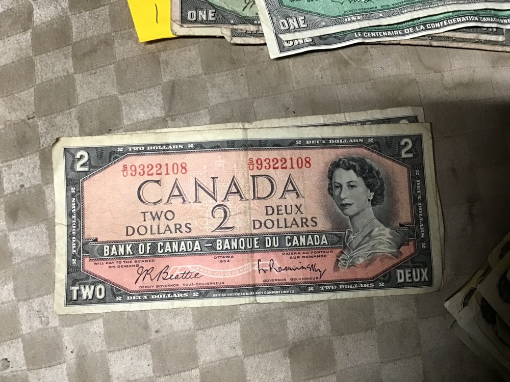 1954 - Canada Two Dollar Bill - $2 Canadian Note , The Queen, 1 Note
