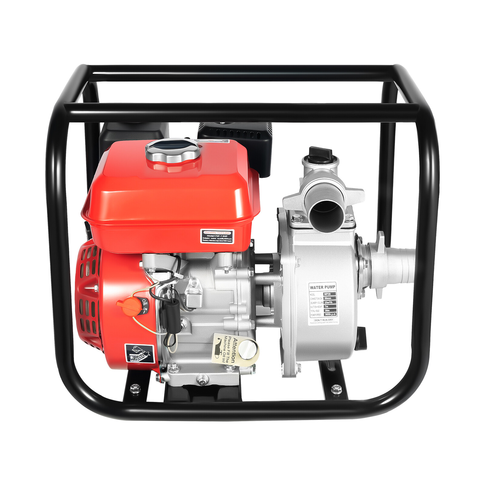7.5 HP 2" Portable Gas-Powered Semi-Trash Water Pump Gasoline Water Pump 212CC