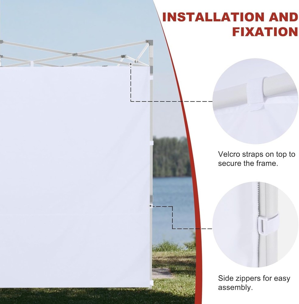 High-Quality 10x20 FT White Polyester Sidewalls - Waterproof & UV-Blocking