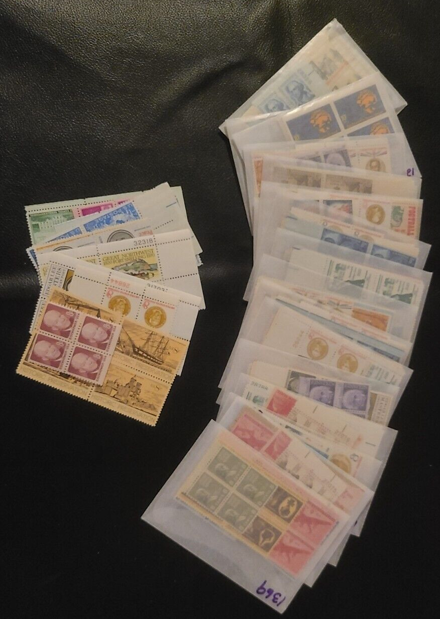 US Postage Stamps Lot (10x Blocks of 4) Collection Vintage Antique 40+ Unused