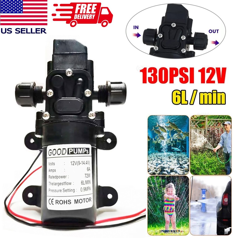 12V Water Pump 130PSI Self Priming Pump Diaphragm High Pressure Automatic Switch