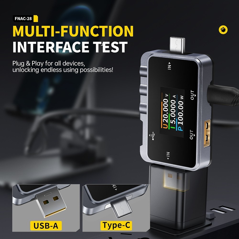 FNAC 28 USB Voltage Meter with Fast Charging Protocol Detection Features