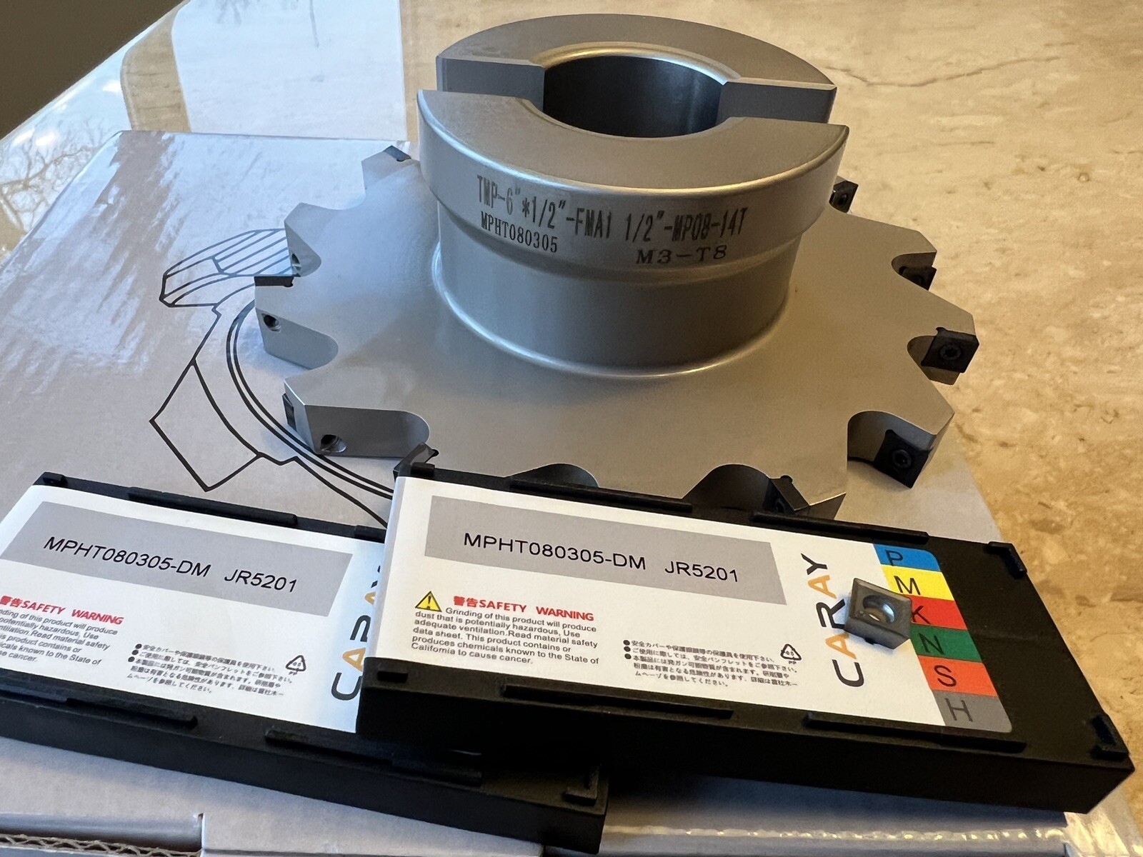 6”x1/2 Indexable Slot / Sides Milling Cutter & Extra 20 MPHT08 Inserts 506-SLOT