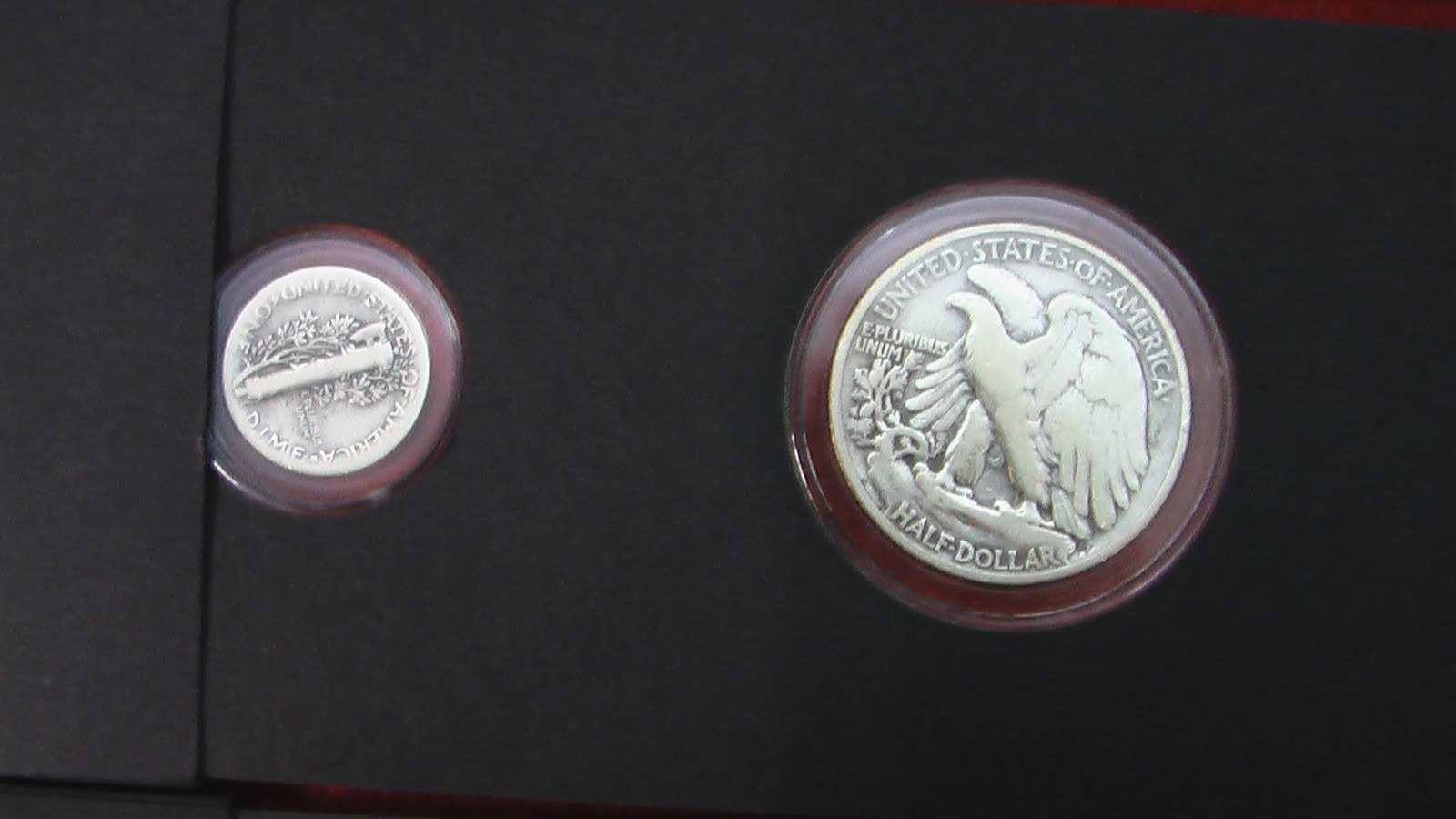 $3 Face 90% Silver; 65Walking Liberty Half Dollars 5 Mercury Dimes encased