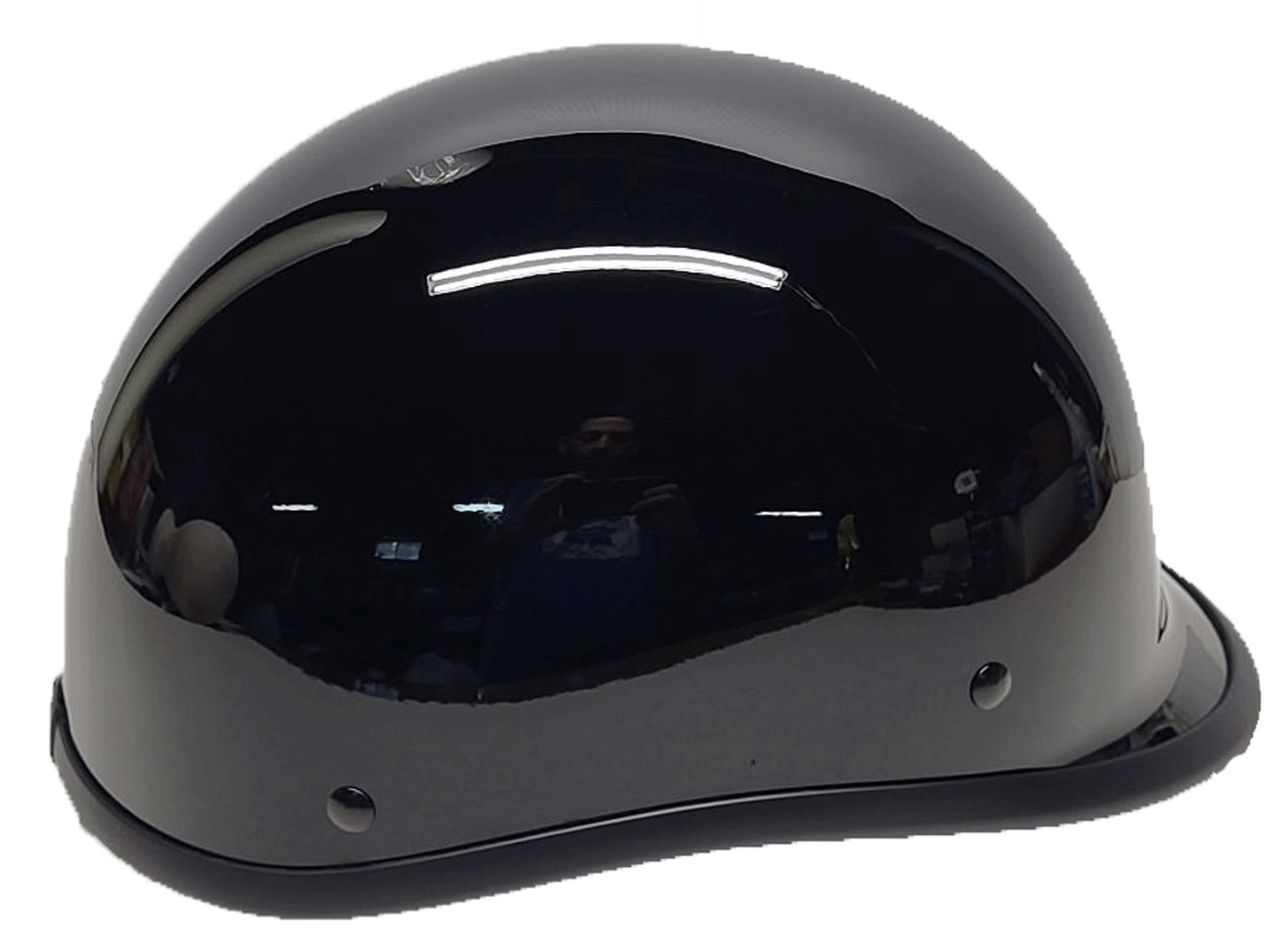 JOCKEY POLO STYLE HELMET GLOSS BLACK LOW PROFILE BIKER MOTORCYCLE NOVELTY LID