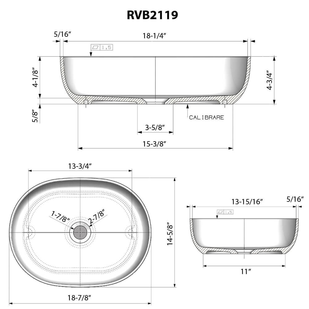 Ruvati 19" epiStone Solid Surface Bathroom Vessel Sink- RVB2119GN
