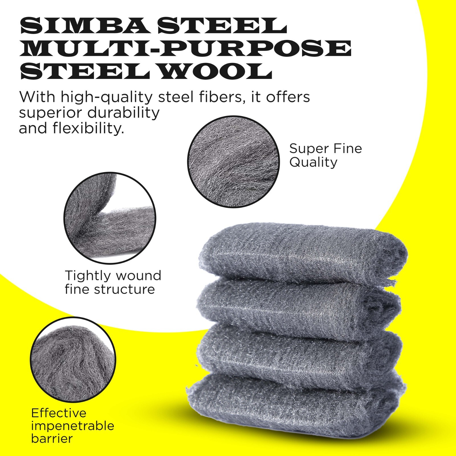 Steel Wool Grade 0000 - 16 pcs Finest Grade for Furniture Cleaning, Mice Control
