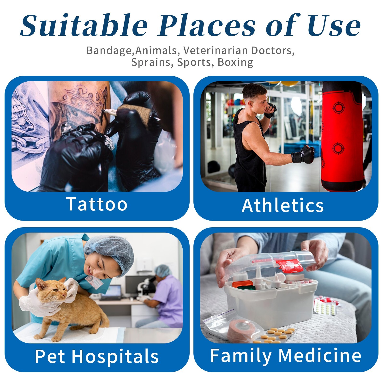 24 Count Self Adhesive Bandage Wrap 2" x 5 Yards (15 feet) Tape Pick Your Color