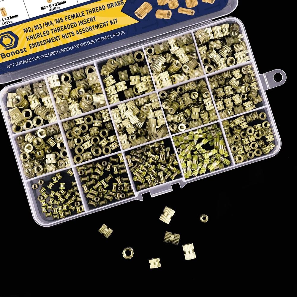 Bonost 500Pcs Threaded Inserts Kit M2 M3 M4 M5 - Female Thread 500, Clear