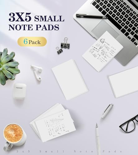 Notepads 3x5, 6 Pack Small Note Pads, Server Note Pads, Scratch Pads 3x5, Memo