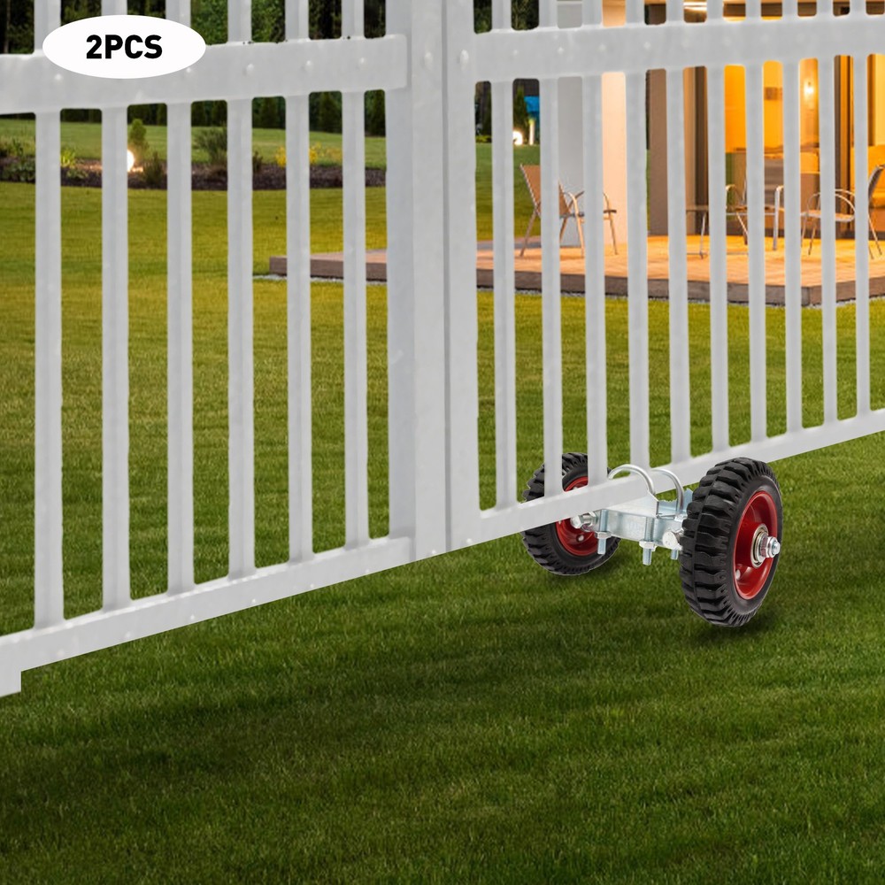 6'' Heavy-Duty Rubber Wheel Double-U Bolts Gate Rollers 2pcs Gate Rollers