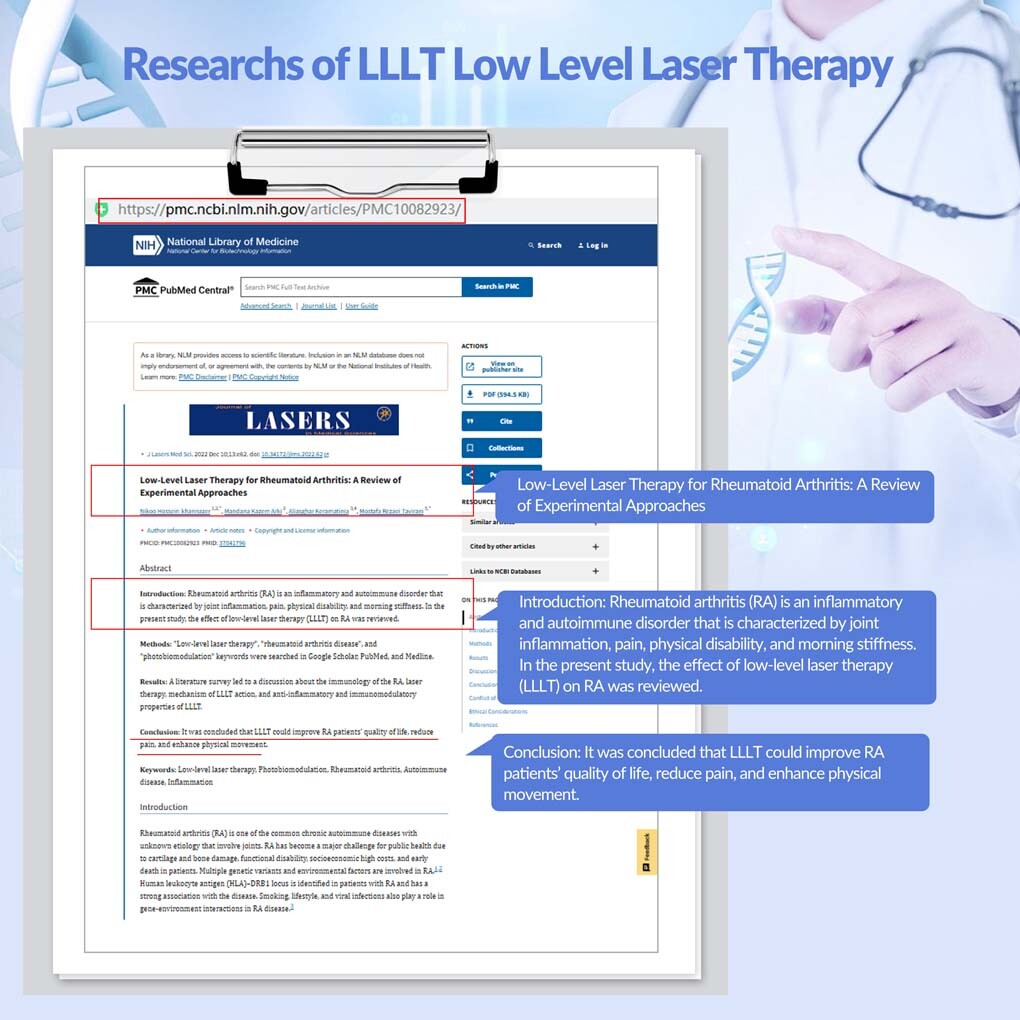 LLLT Cold Laser Therapy Device 650nm*16+808nm*4 for Fibromyalgia & Neuropathy