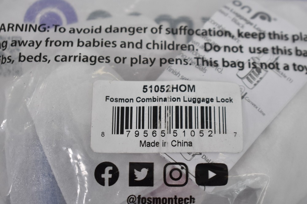 Fosmon Approved Luggage Locks 4 Pack Open Alert Indicator 3 Digit Combination