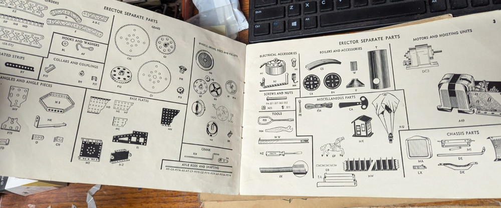 ORIGINAL 1954  ENGINEER  A.C. GILBERT ERECTOR SET MANUAL M3934