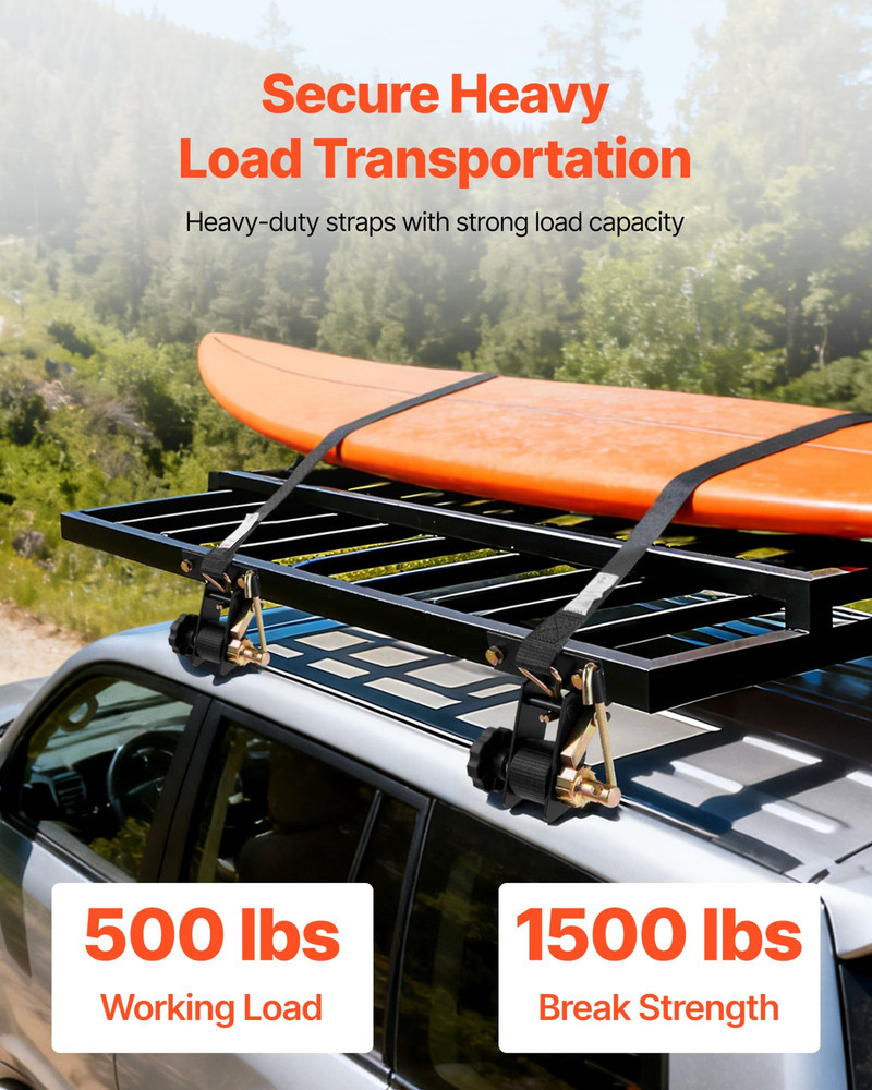 Ladder Rack Ratchet Straps, Cargo Buckle Lock Strap (2 Pack)