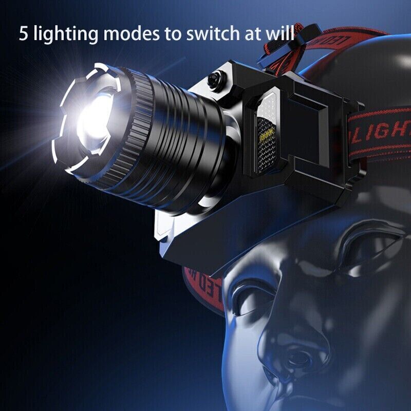 Most Powerful 99000000LM LED Tactical Headlamp Head Torch Rechargeable Headlight
