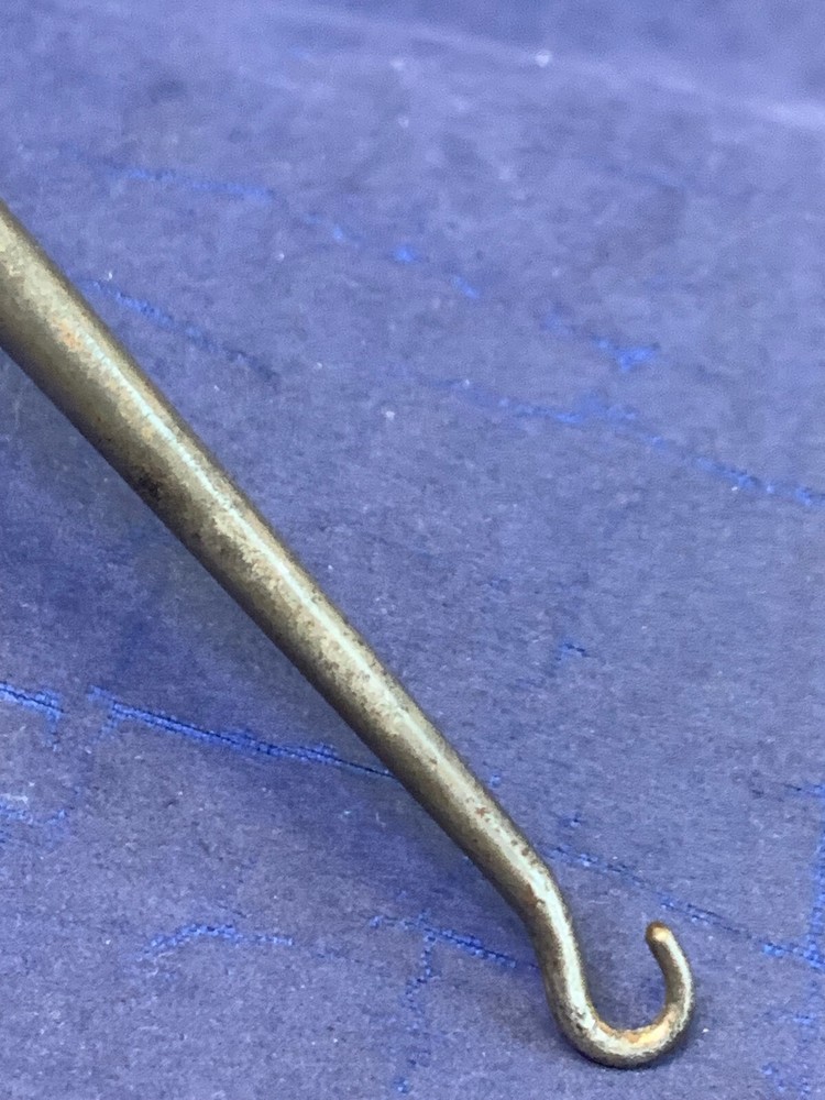 Vintage Sterling Silver Handled Button Hook Lace Puller Floral Repousse Design