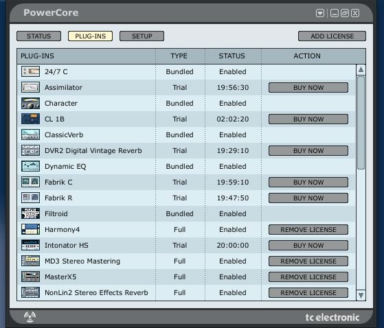 TC Powercore MK2 PCI Card with system 6000 plugins.