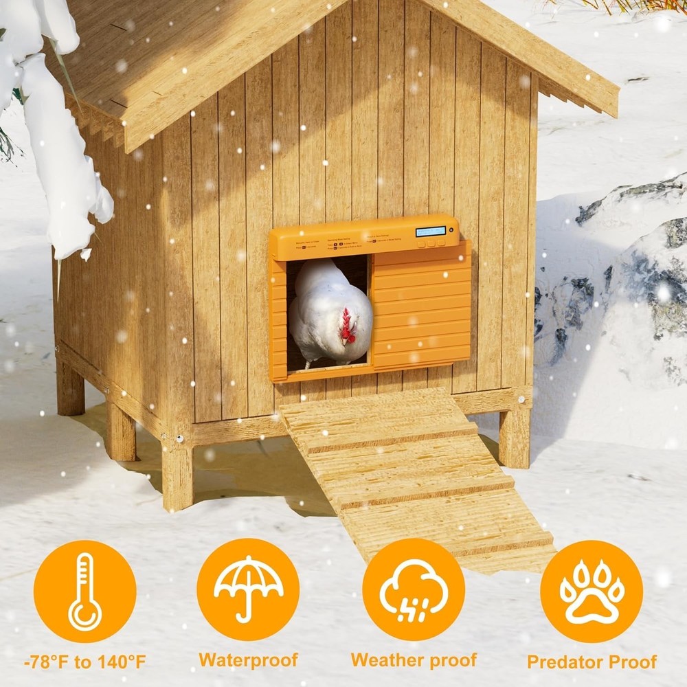 Automatic Chicken Coop Door Battery Powered with Timer & Light Sensor, LCD