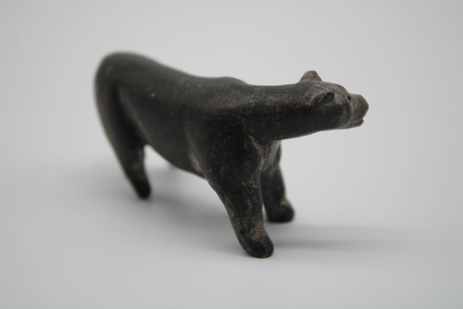 19th Century Inupiat Inuit Carved Stone Hunting Wolf Effigy / Fetish - 2.8”