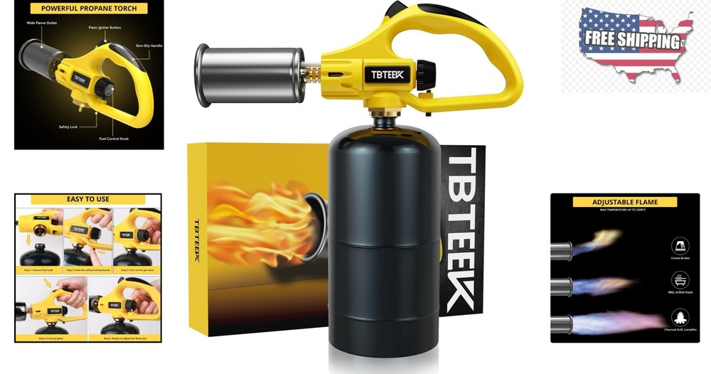Powerful Culinary Torch with Ergonomic Handle - Ideal for Searing & Grilling