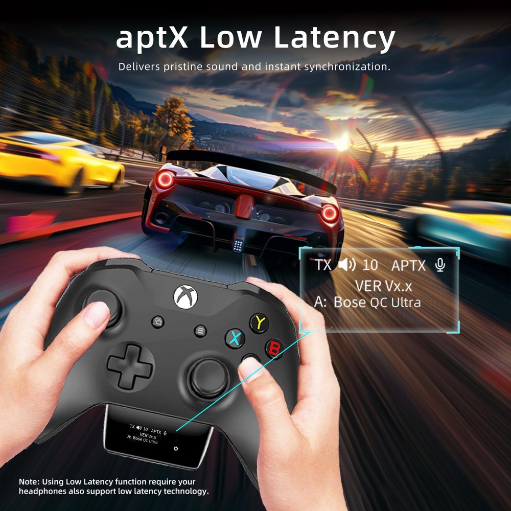 Bluetooth 5.2 Wireless Audio Adapter for Xbox One Series X S Controller Mic
