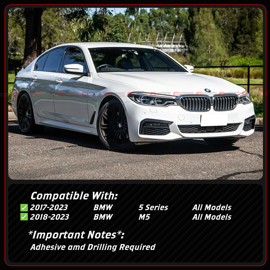 For 2017-2023 BMW F90 M5 G30 530i 540i MP Style Gloss Black Side Skirt Extension